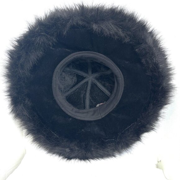 ELOPE 70’s Style Black Velvet Pimp Big Daddy w/ Fur trim Hat Vtg - Picture 9 of 12